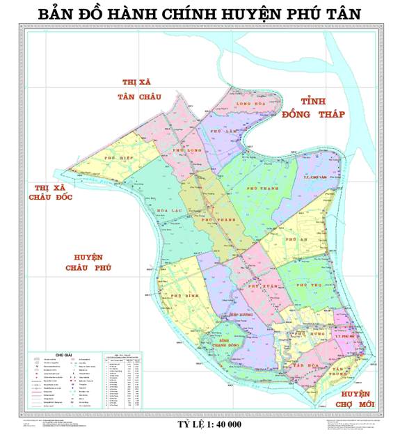 Bản đồ hành chính huyện Phú Tân tỉnh An Giang năm 2022