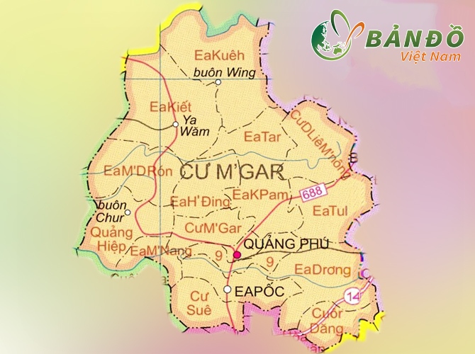 Bản đồ hành chính các xã tại huyện Cư M'gar