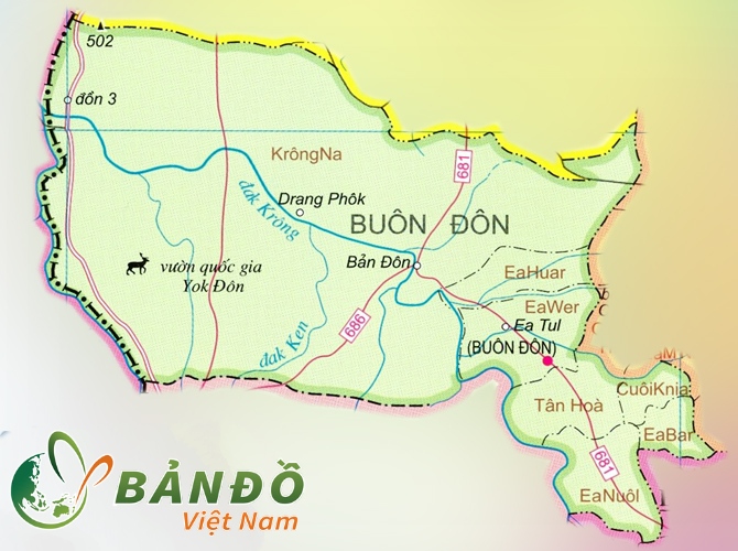 Bản đồ hành chính các xã tại huyện Buôn Đôn