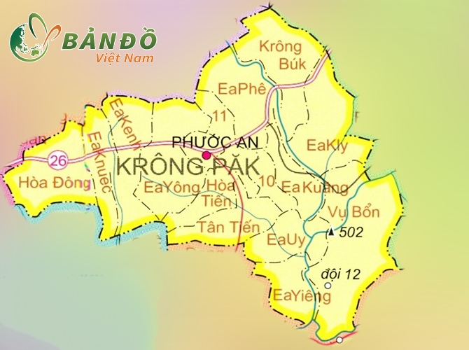 Bản đồ các xã tại huyện Krông Pắc