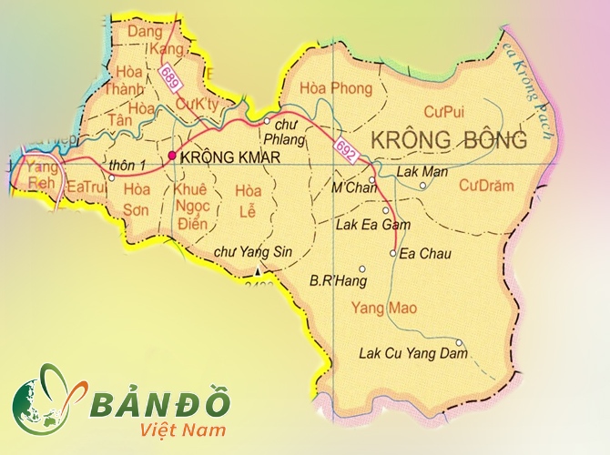 Bản đồ các xã tại huyện Krông Bông