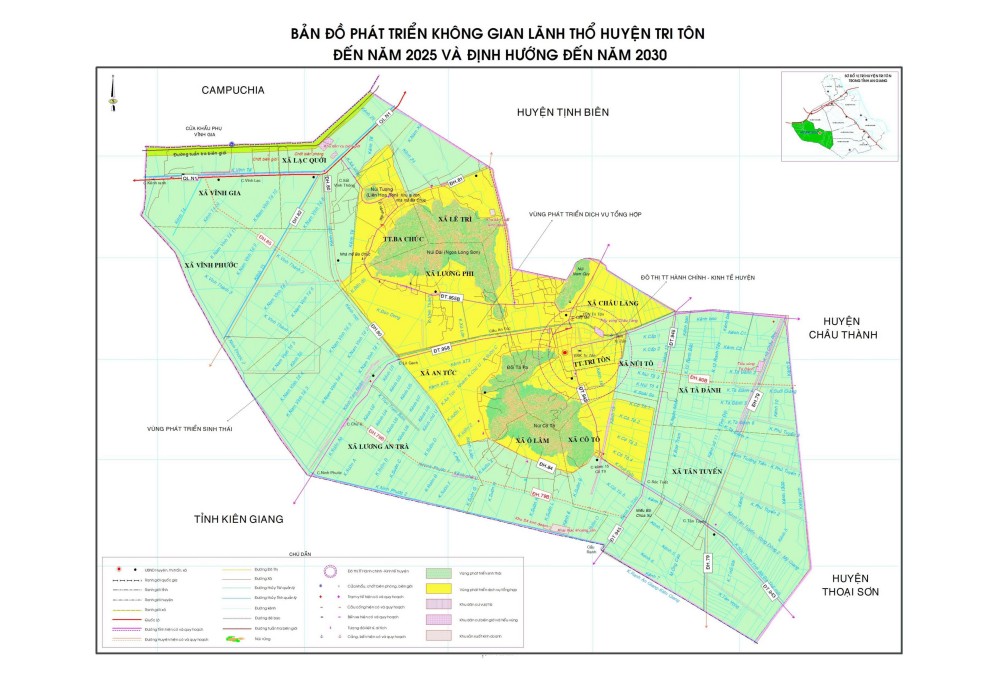 Bản đồ phát triển không gian huyện Tri Tôn đến năm 2025 và định hướng đến năm 2030