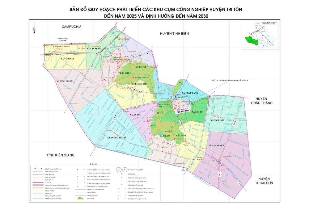 Bản đồ quy hoạch phát triển các cụm khu công nghiệp huyện Tri Tôn đến năm 2025 và định hướng đến năm 2030