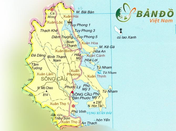 Bản đồ hành chính thị xã Sông Cầu