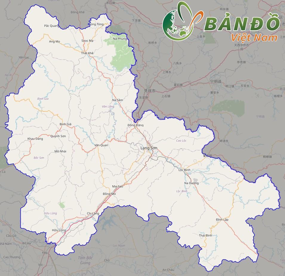 Bản đồ Tỉnh Lạng Sơn ở trên nền Open Street Map