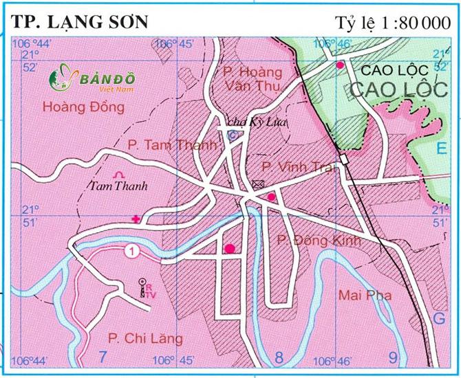 Bản đồ hành chính các quận thành phố Lạng Sơn