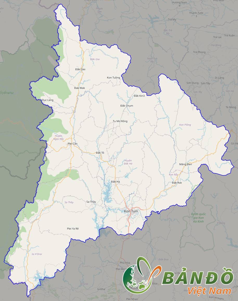 Bản đồ tỉnh Kon Tum ở trên nền Open Street Map