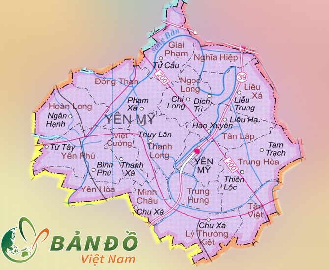 Bản đồ hành chính huyện Yên Mỹ