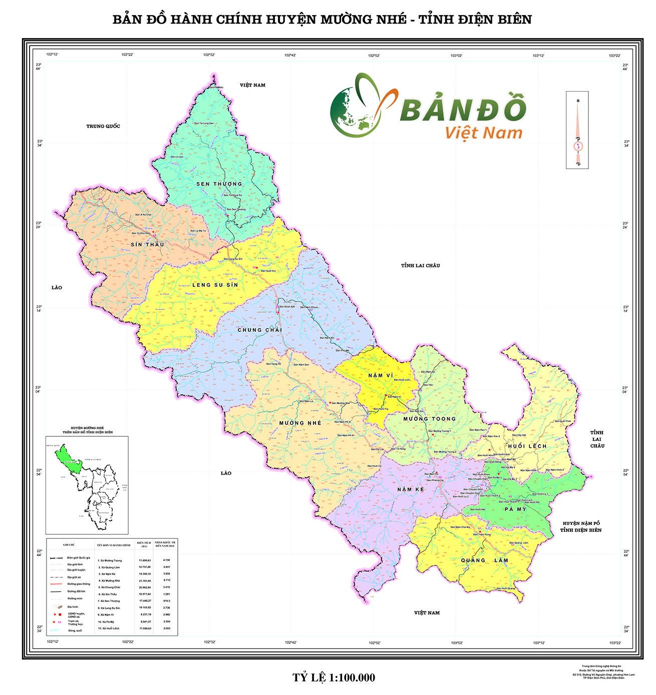 Bản đồ hành chính Huyện Mường Nhé