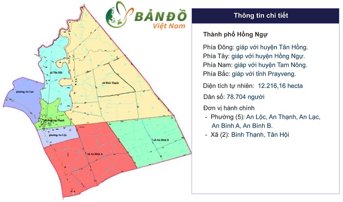 Bản đồ hành chính Thành phố Hồng Ngự