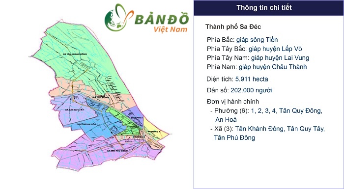 Bản đồ hành chính Thành phố Sa Đéc