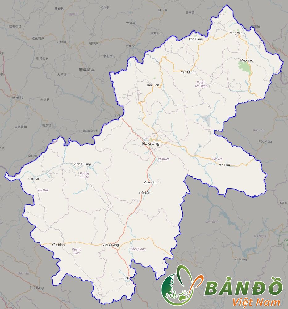 Bản đồ Tỉnh Hà Giang trên nền Open Street Map
