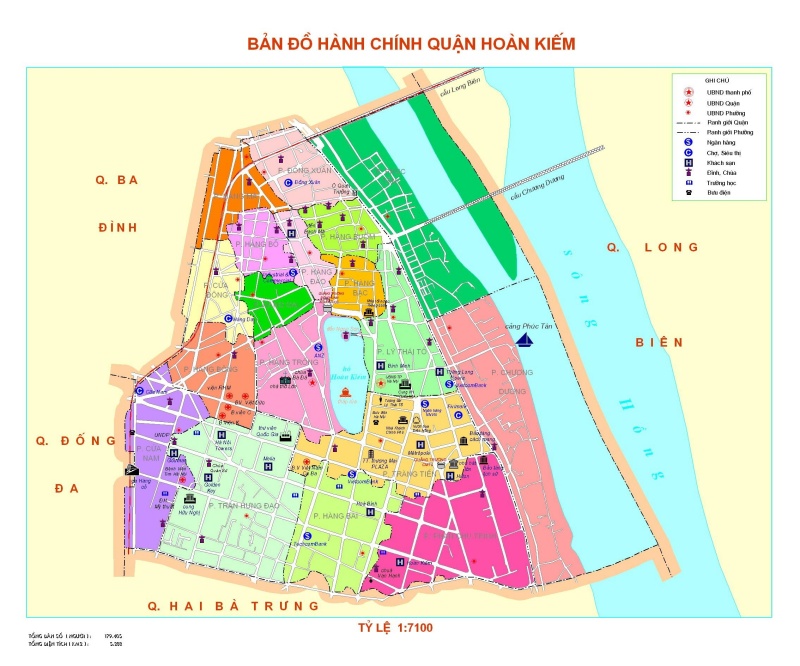 Bản đồ hành chính Quận Hoàn Kiếm khổ lớn năm 2022