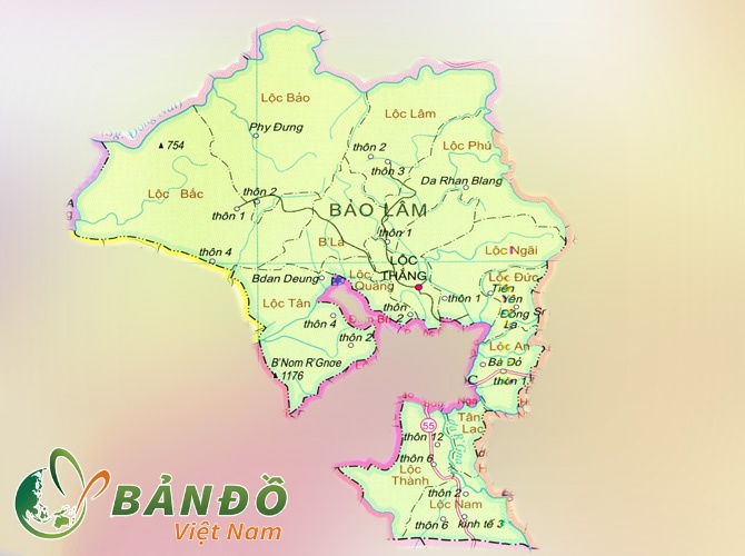 Bản đồ hành chính huyện Bảo Lâm