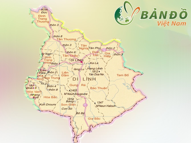 Bản đồ hành chính huyện Di Linh