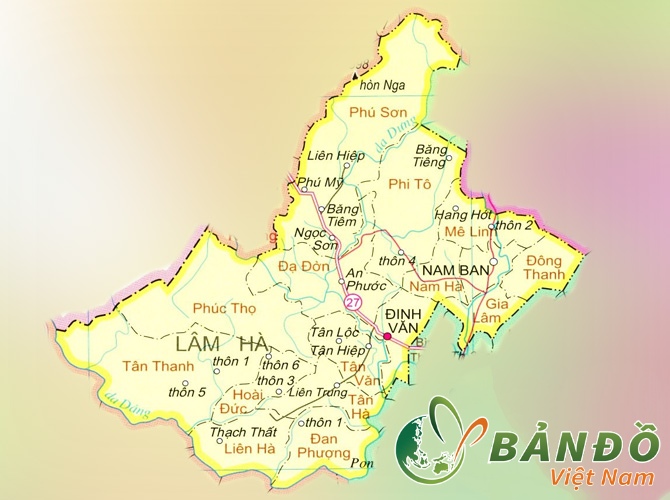 Bản đồ hành chính huyện Lâm Hà