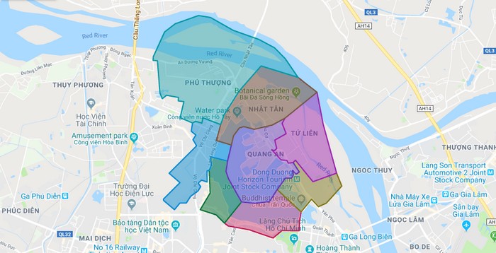 Sơ đồ các phường tại Quận Tây Hồ