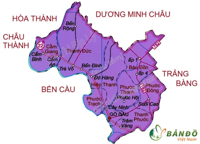 Bản đồ hành chính Huyện Gò Dầu