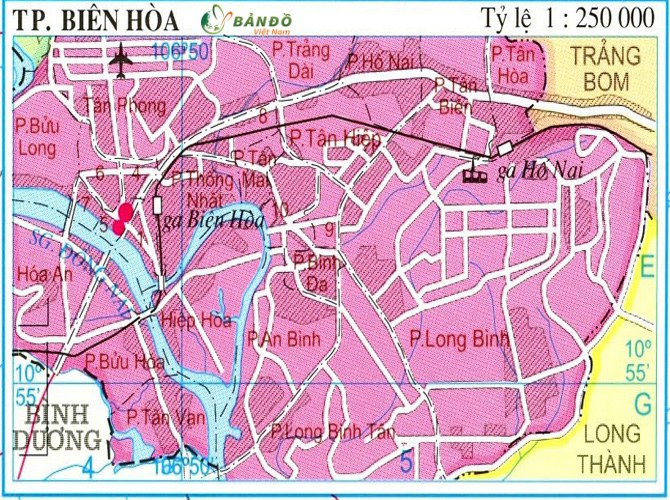 Bản đồ hành chính thành phố Biên Hoà
