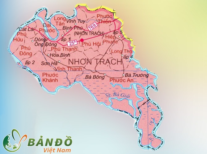 Bản đồ hành chính huyện Nhơn Trạch
