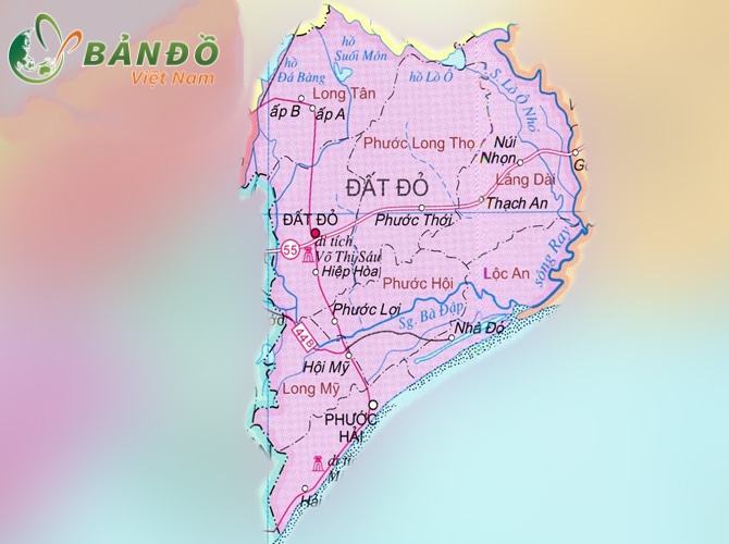 Bản đồ hành chính huyện Đất Đỏ