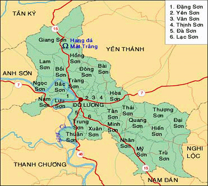 Bản đồ hành chính huyện Đô Lương