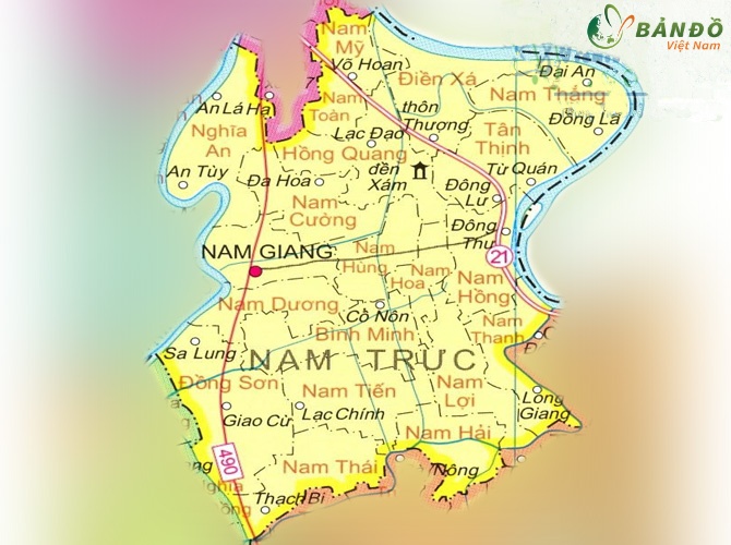 Bản đồ hành chính huyện Nam Trực