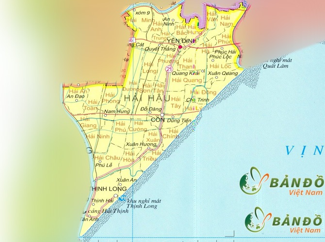 Bản đồ hành chính huyện Hải Hậu