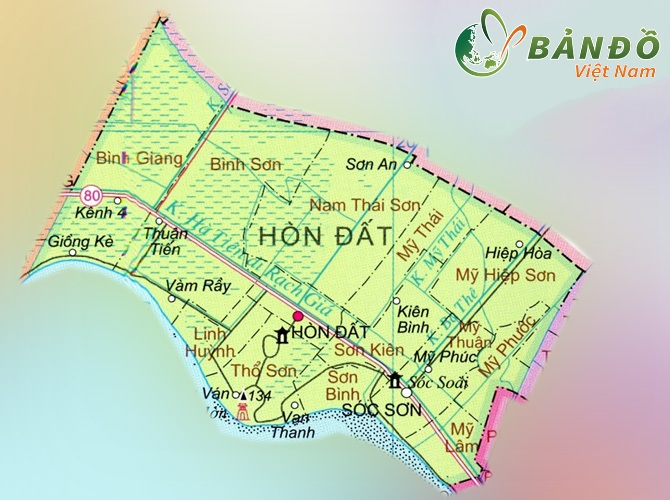 Bản đồ hành chính huyện Hòn Đất