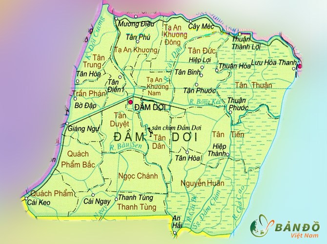 Bản đồ hành chính huyện Đầm Dơi