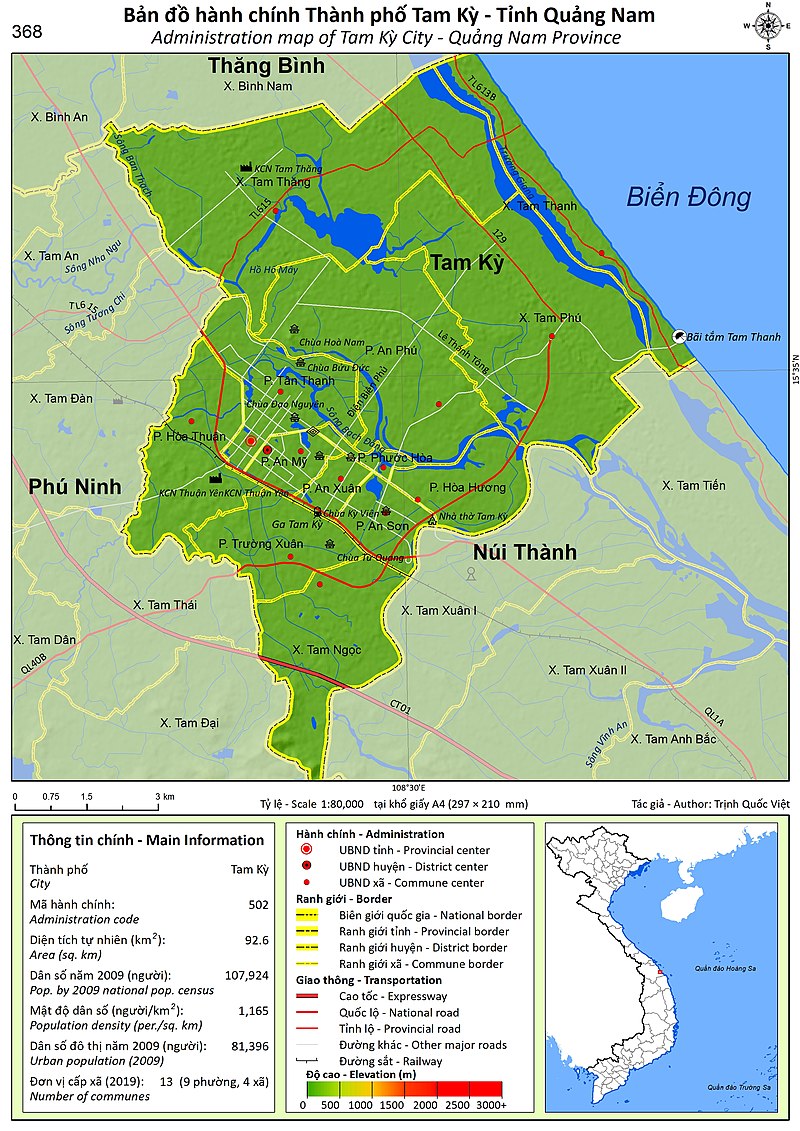 Bản đồ hành chính thành phố Tam Kỳ
