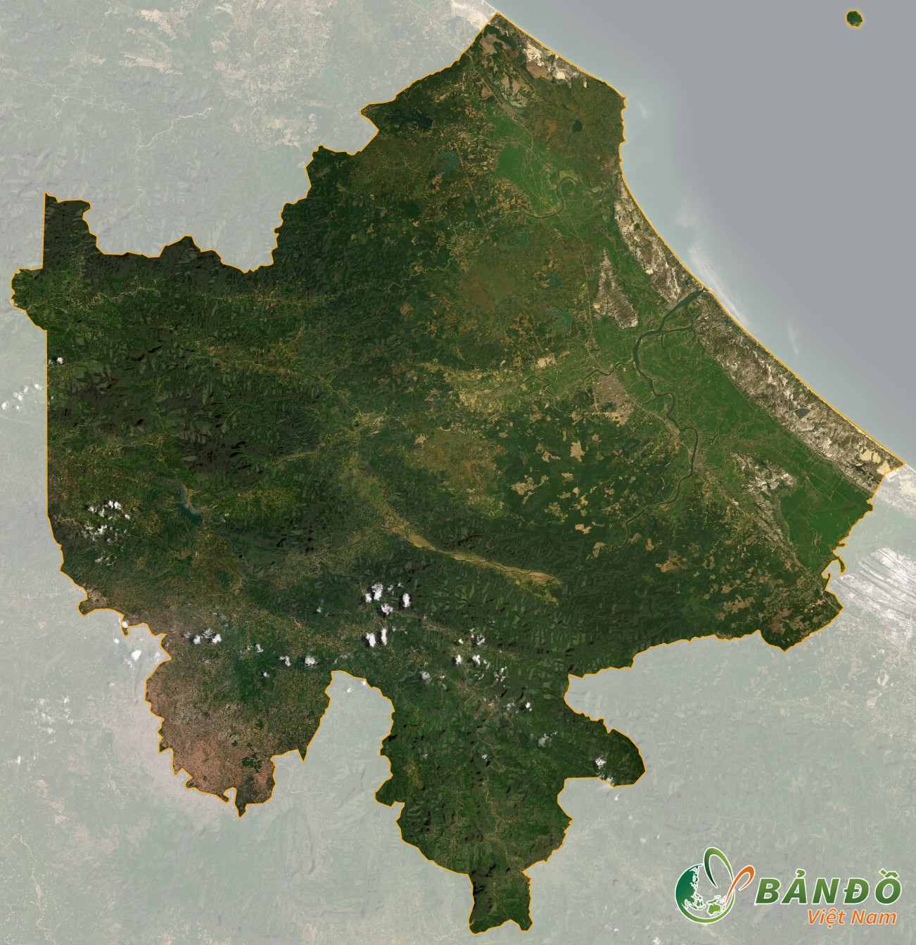 Bản dồ tỉnh Quảng Trị ở vệ tinh