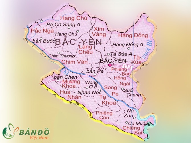 Bản đồ hành chính huyện Bắc Yên
