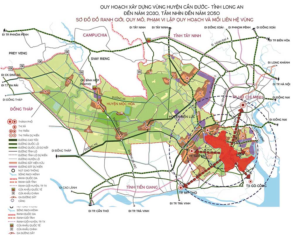 Bản đồ quy hoạch huyện Cần Đước đến 2030 tầm nhìn 2050