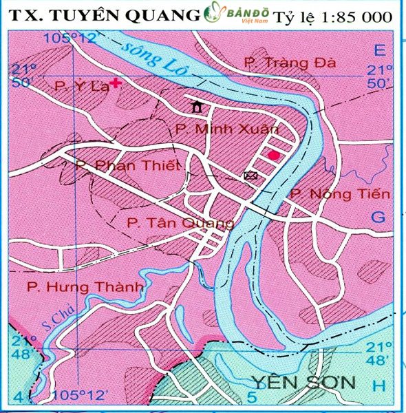 Bản đồ hành chính các phường tại thành phố Tuyên Quang