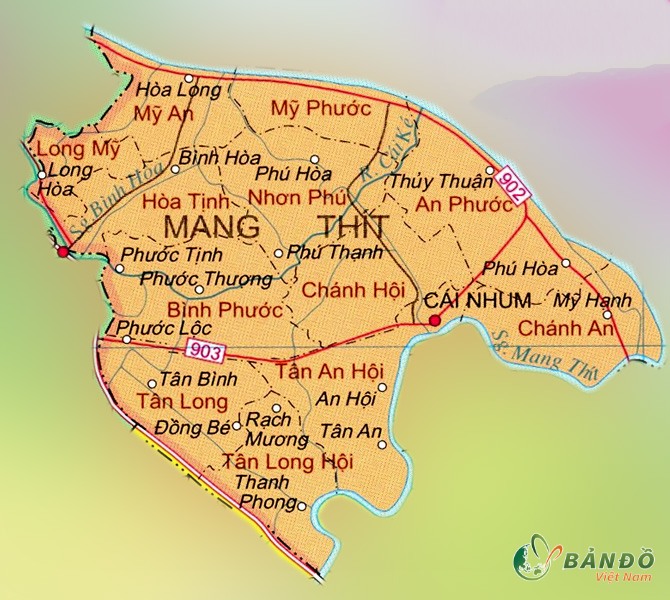 Bản đồ hành chính các xã tại Huyện Mang Thít
