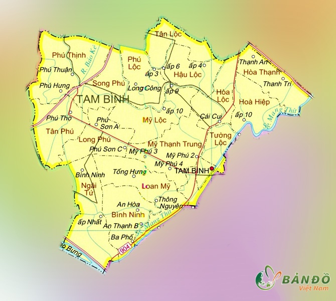 Bản đồ hành chính các xã tại Huyện Tam Bình