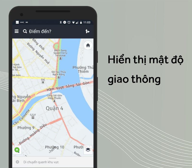 Hiển thị thông tin tuyến đường và mật độ giao thông