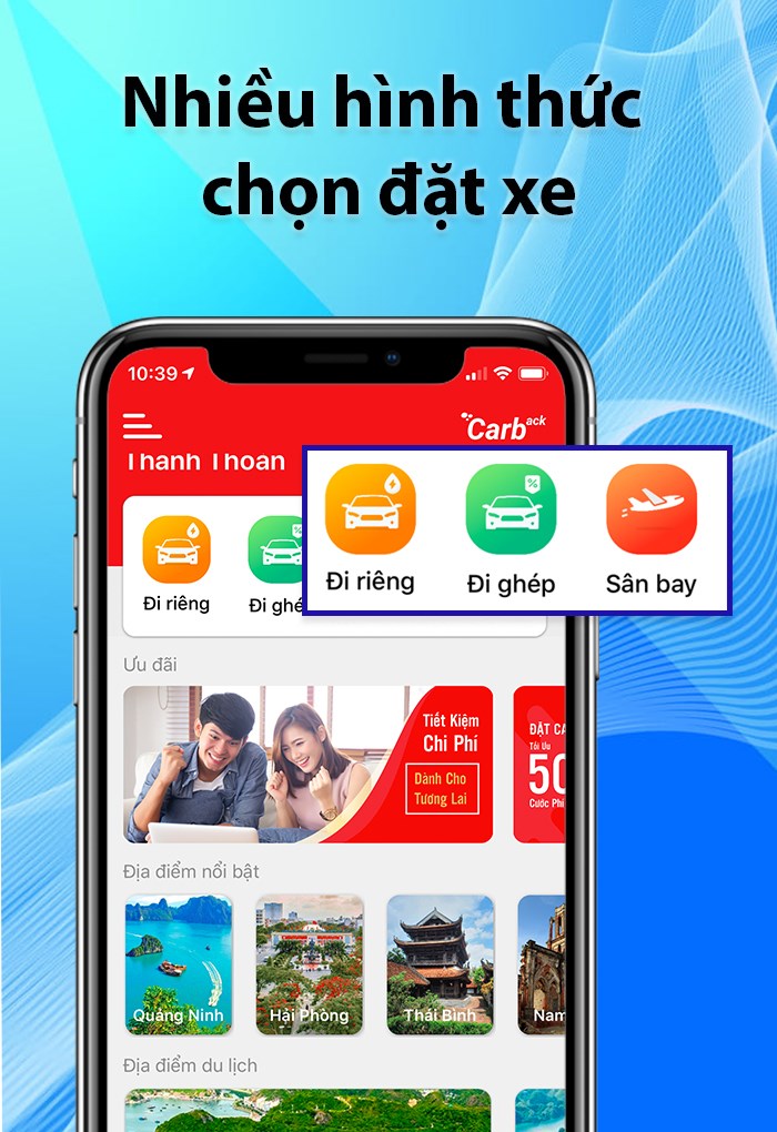 Tùy chọn đặt xe theo ý muốn