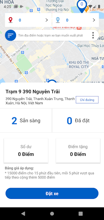 Hiển thị thông tin chi tiết chuyến đi