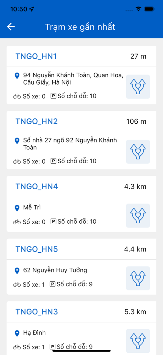 Dễ dàng tìm kiếm các trạm xe gần nhất
