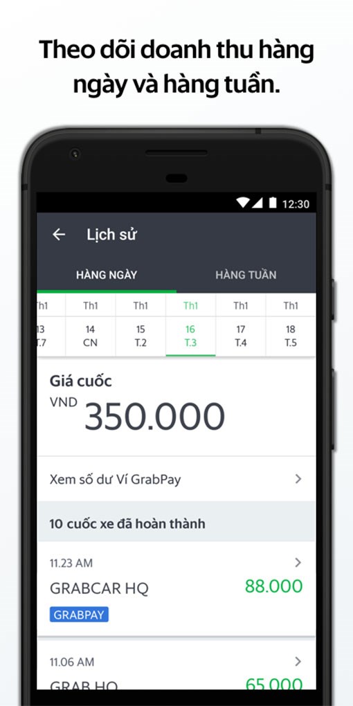  Theo dõi thu nhập hàng tháng trên ứng dụng Grab Driver