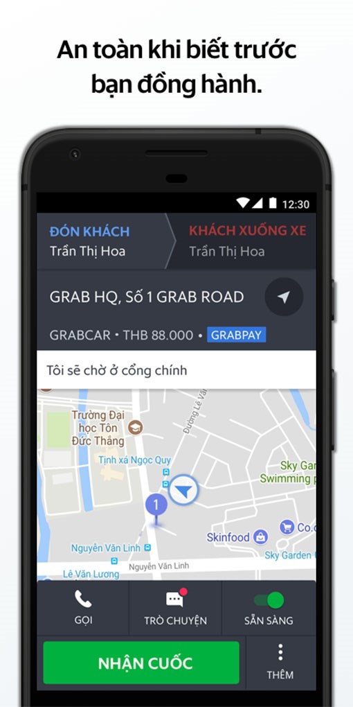 Thông tin khách hàng cung cấp trên ứng dụng Grab Driver