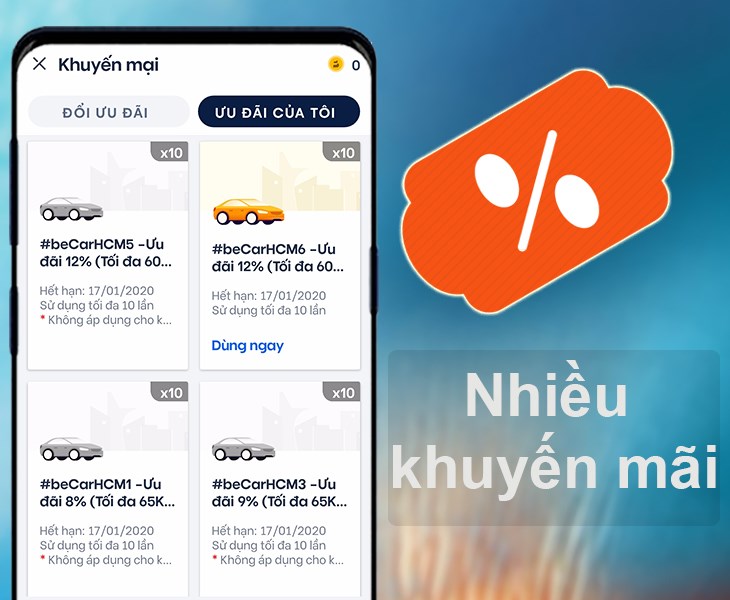 NHiều ưu đãi đặt xe