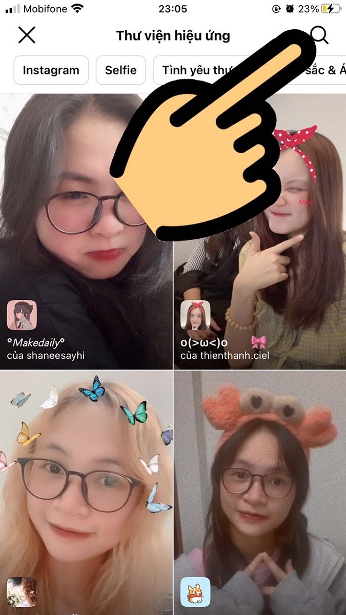 Chọn biểu tượng tìm kiếm