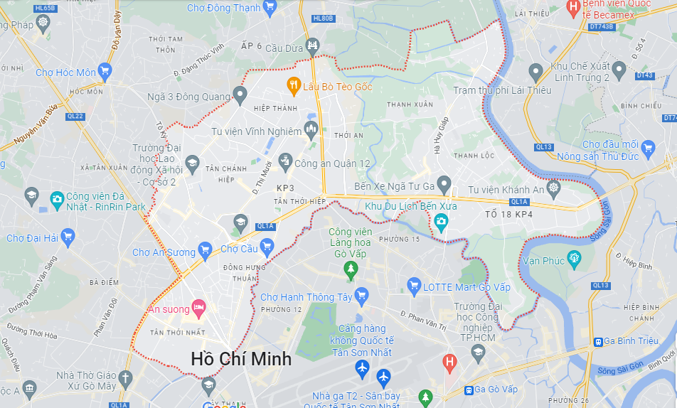 Bản đồ quận 12 google map