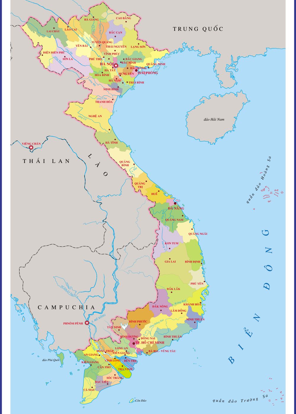 Bản đồ 63 tỉnh thành Việt Nam