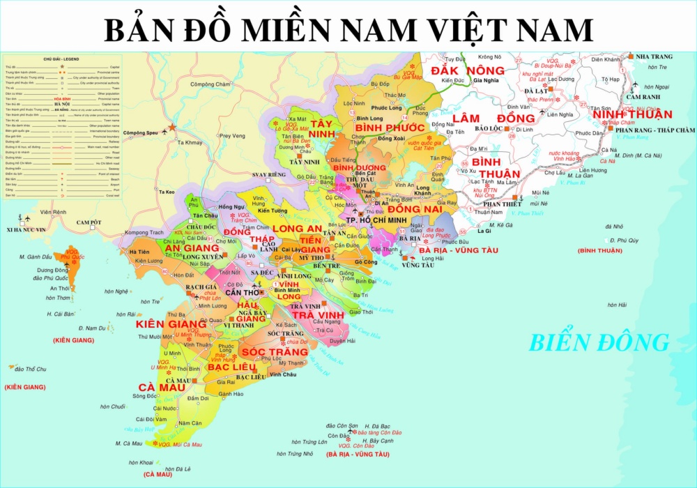  Bản đồ miền Nam Việt Nam