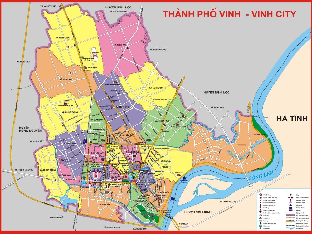 Bản đồ hành chính thành phố Vinh