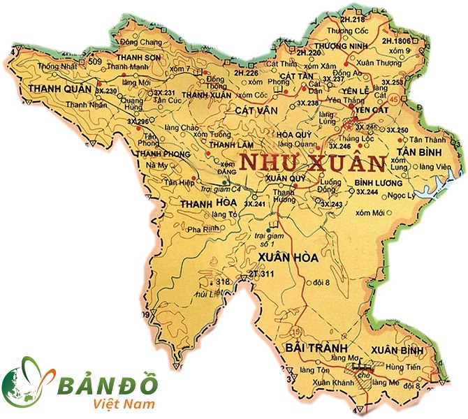 Bản đồ hành chính huyện Như Xuân    